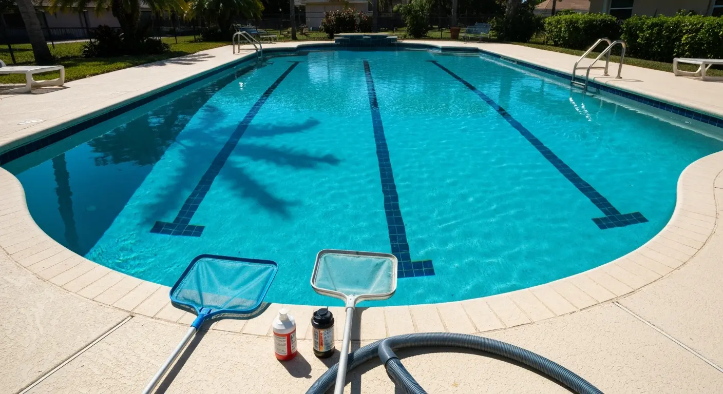 Green to blue pool cleanup