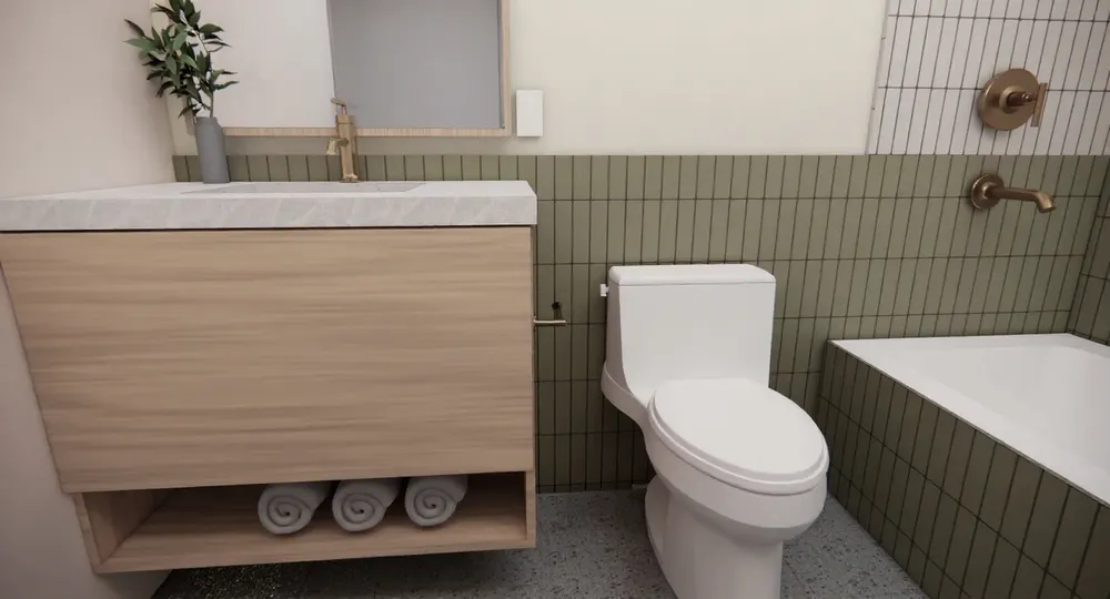 Three-dimensional bathroom rendering