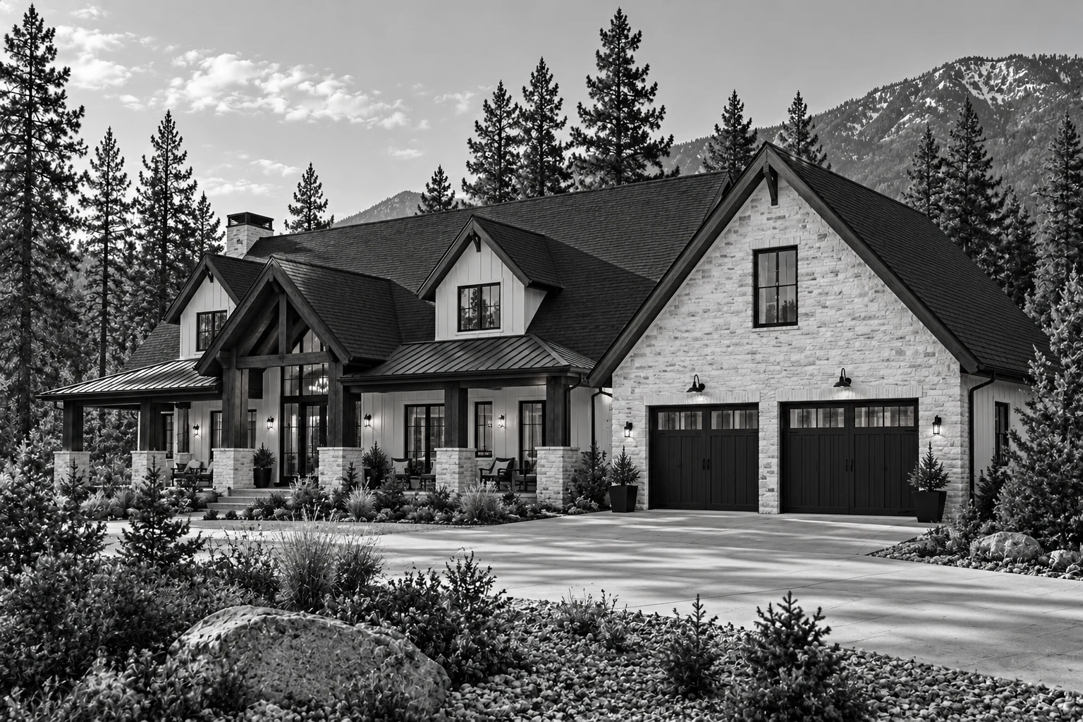 The Tamarack — garage and side elevation concept study