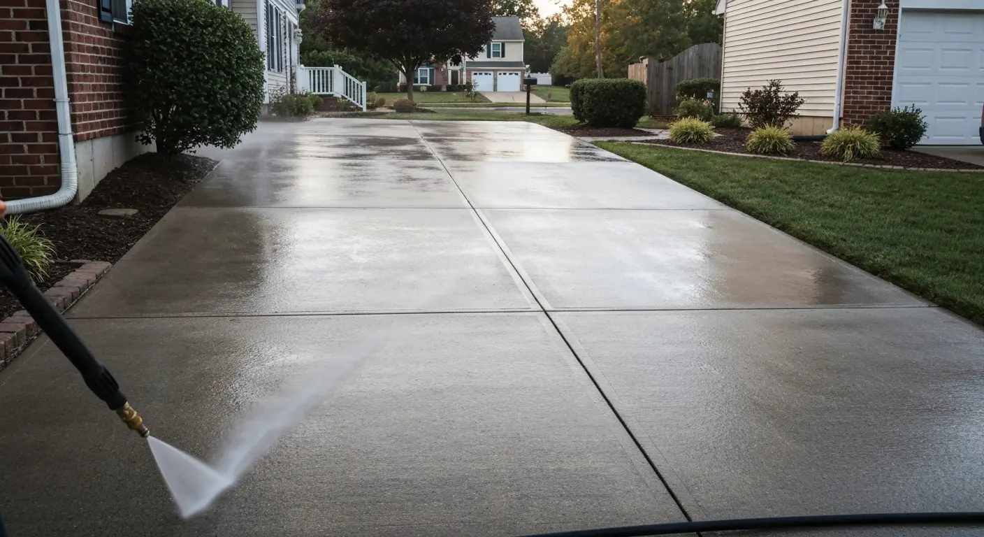Driveway pressure washing