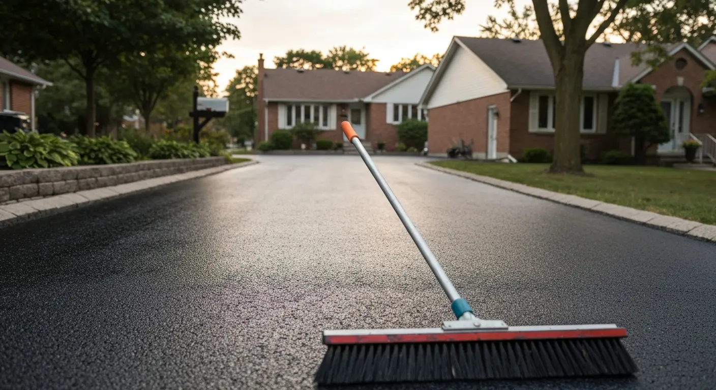 Asphalt driveway sealing application