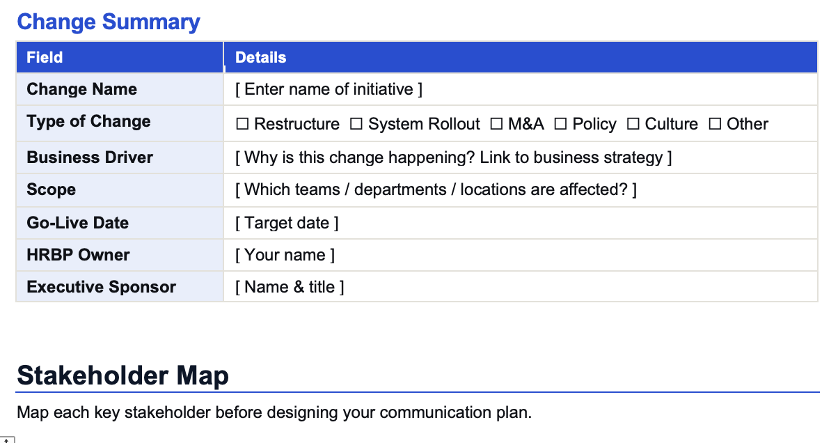 Change Communication Plan