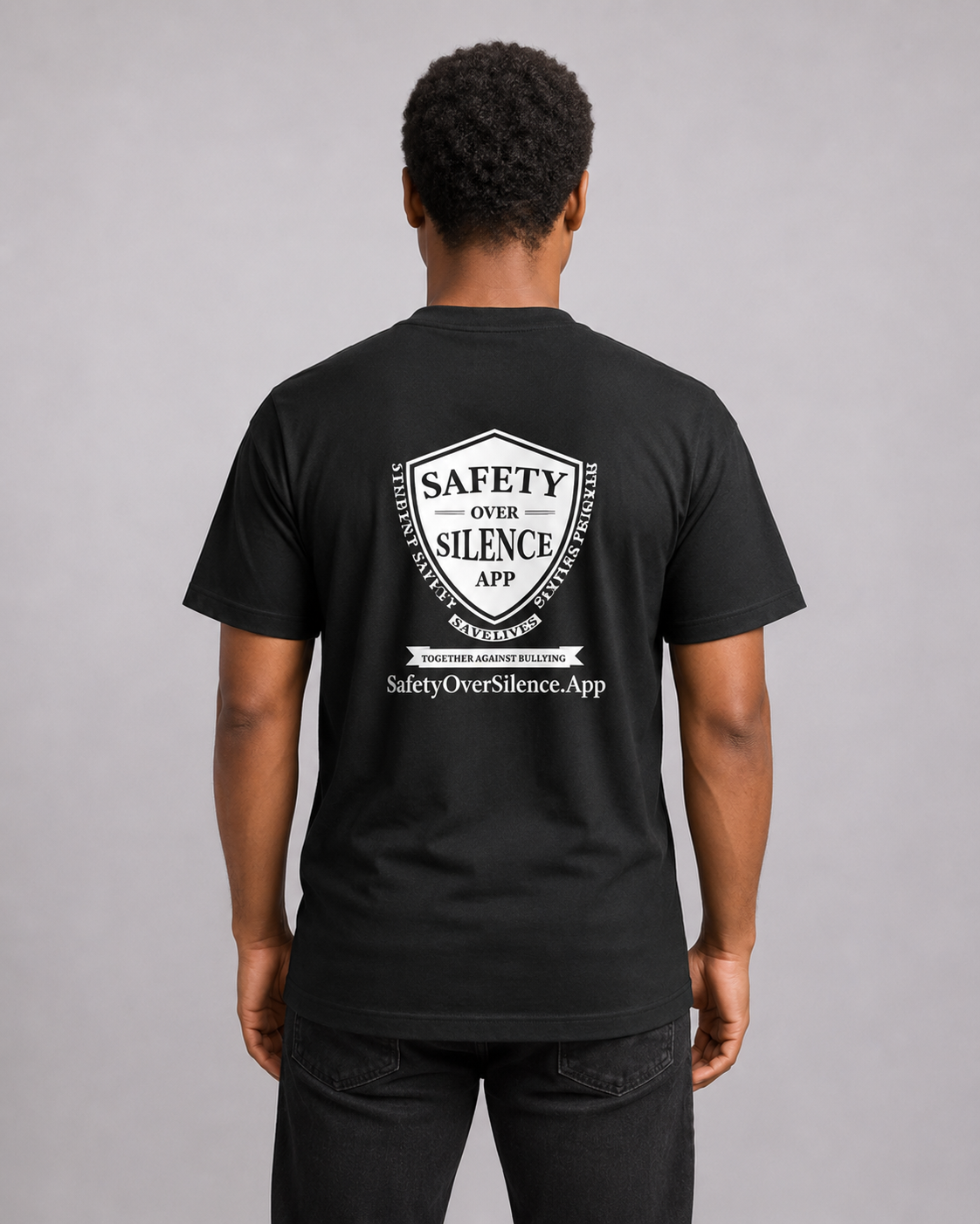 Bullying Is a Drug T-shirt — back, worn by male model