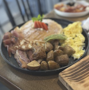 Brunch torta with eggs and avocado