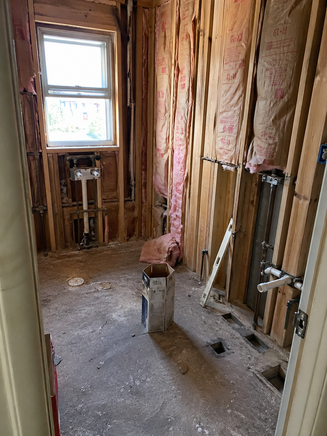 Master bathroom during construction