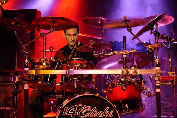 Matt Seely playing drums live