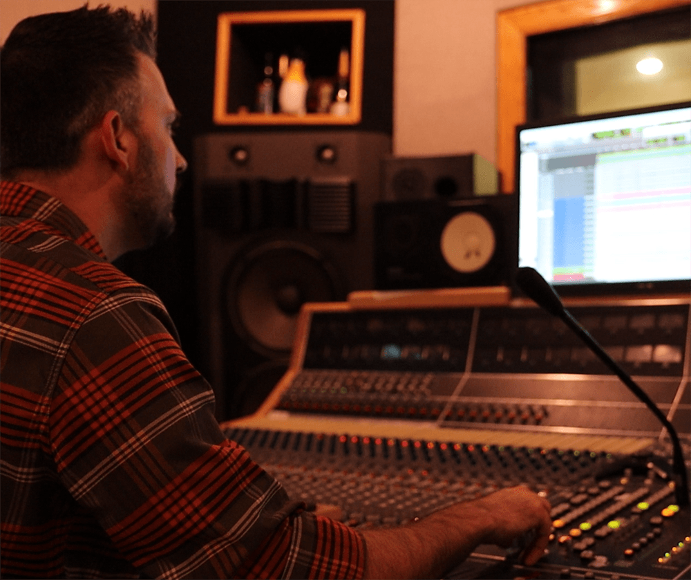 Matt Seely engineering a session at a large-format analog console
