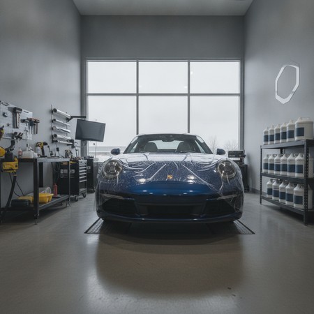 Paint protection film installation on vehicle in Huntersville NC