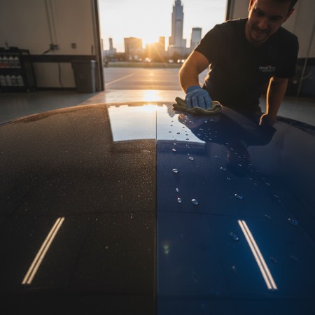 Ceramic Coating Applied to Car Hood Surface