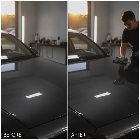 Paint correction polishing vehicle surface before ceramic coating