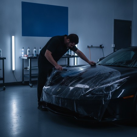 Paint correction polishing vehicle surface before ceramic coating