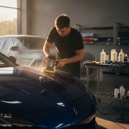 Paint protection film installation on vehicle hood Charlotte NC