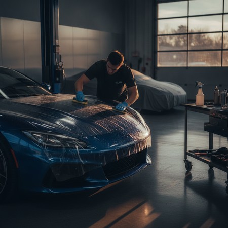 Technician detailing vehicle interior and exterior Charlotte