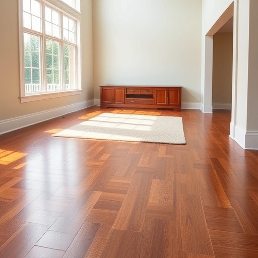 Spacious room in Darien IL with polished hardwood flooring, natural light, and elegant decor elements.