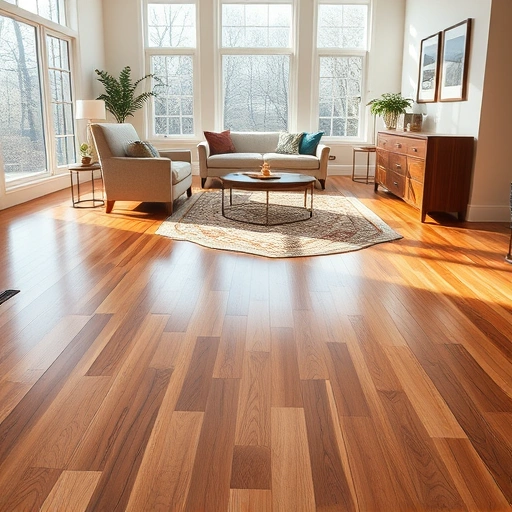 Beautifully polished hardwood flooring installation in a contemporary Naperville room with elegant furniture and natural light.