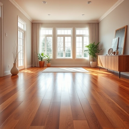 Spacious room with rich hardwood flooring, natural light, neutral walls, and minimal decor for an inviting atmosphere.
