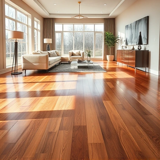 Completed hardwood flooring installation in a modern interior with warm tones and natural light in Munster IN.