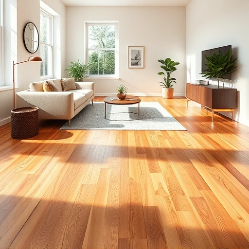 Beautifully polished hardwood flooring in Bolingbrook IL with natural light, minimalistic decor, and elegant design elements.
