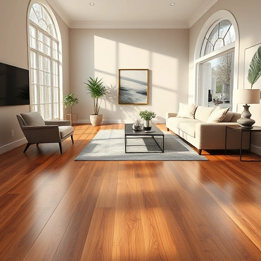 Spacious living room in Darien, IL with warm-toned laminate flooring and elegant decor creating an inviting atmosphere.