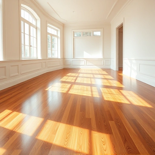 Spacious room with gleaming hardwood floors, natural light, neutral walls, and elegant baseboards in Darien IL.