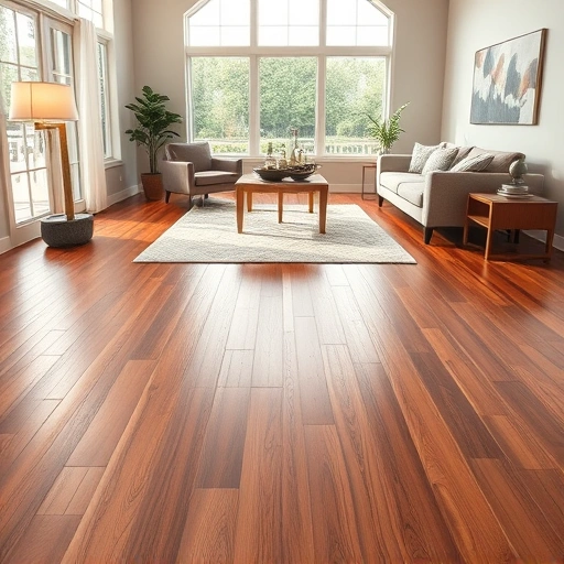 Spacious Kenosha living room with gleaming hardwood floors, modern furniture, and warm, neutral-toned decor.