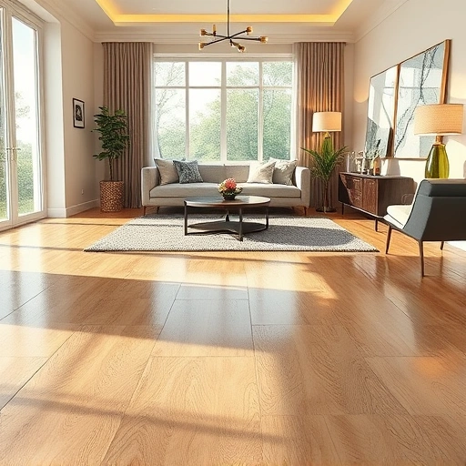 Luxury vinyl tile flooring in a modern living room with elegant furnishings and natural light in Darien IL.