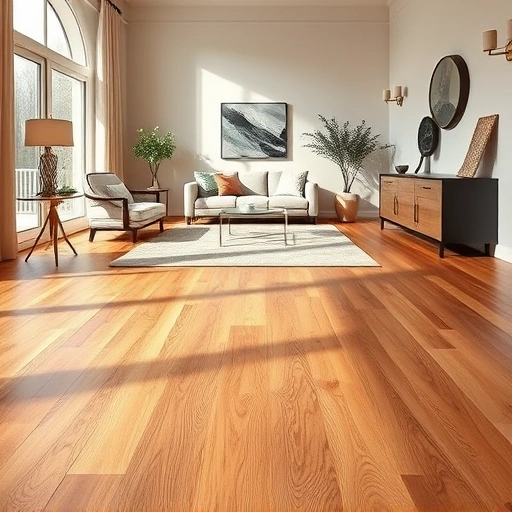 Completed hardwood flooring installation in La Grange Park, IL, showcasing rich oak tones and elegant living room decor.
