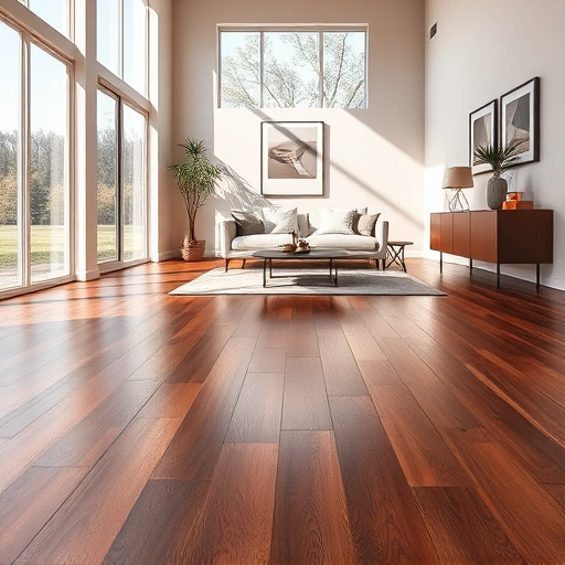 Spacious living room in Palos Heights with dark hardwood floors, modern furnishings, and soft inviting light.