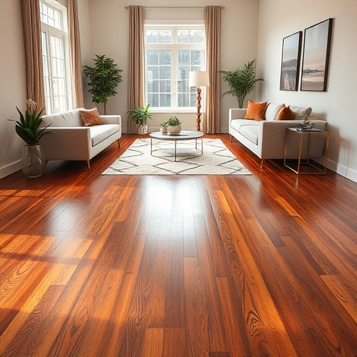 Spacious La Grange living room with rich hardwood flooring, modern decor, and natural light enhancing the space.