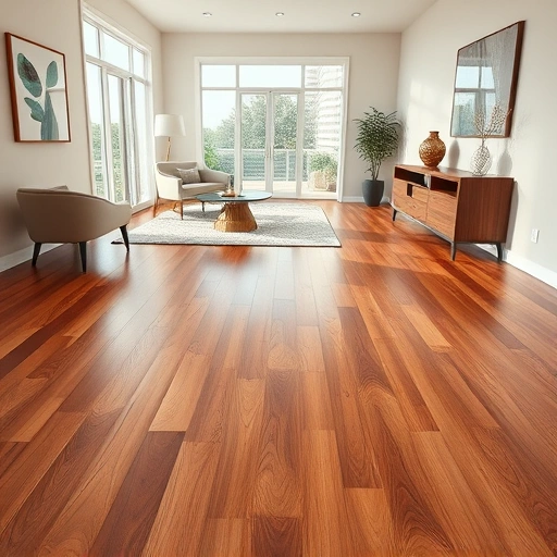Completed hardwood flooring installation in Tinley Park IL with warm tones, modern decor, and natural light.