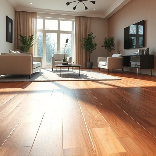Soundproof underlayment installation in a contemporary Darien IL living room with hardwood flooring and elegant decor.
