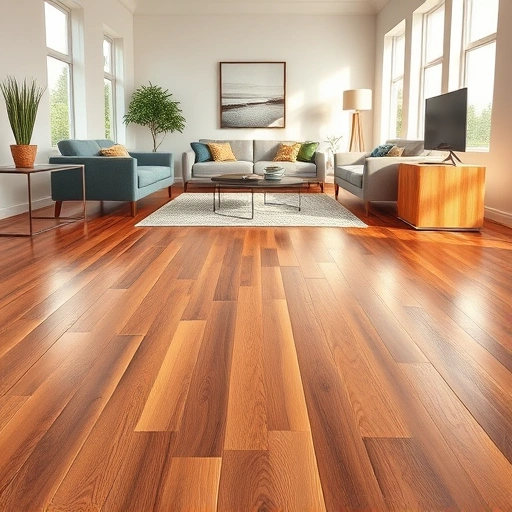 Completed flooring installation in Schererville IN with polished hardwood, modern furniture, and soft natural light.