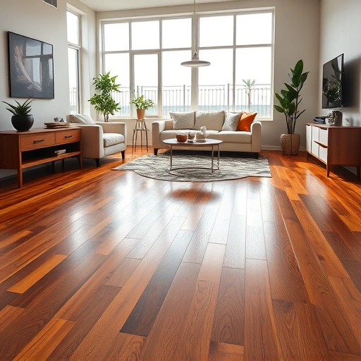 Beautifully completed hardwood flooring installation in a Lockport IL living room with modern furniture and natural light.