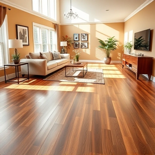 Spacious living room in Willowbrook IL featuring gleaming hardwood flooring, elegant furniture, and warm colors.