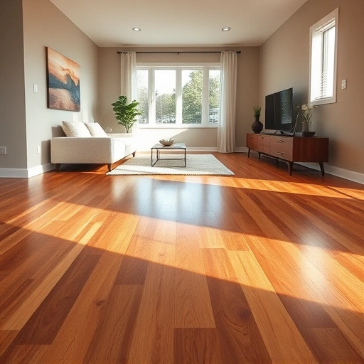 Beautiful hardwood flooring installation in Lombard IL with natural lighting and modern decor enhances the elegant ambiance.