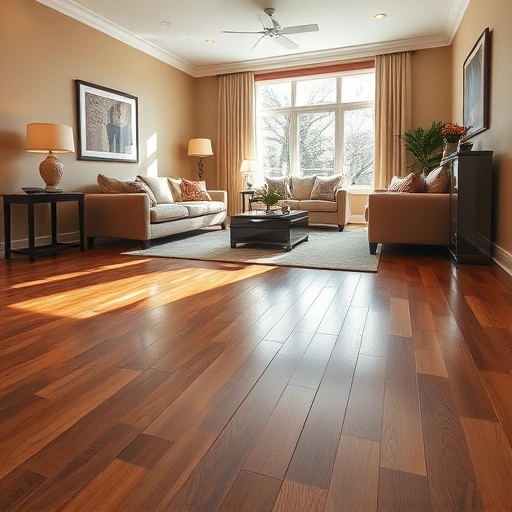Spacious Burr Ridge living room with rich hardwood floors, elegant decor, and warm lighting creating a luxurious atmosphere.