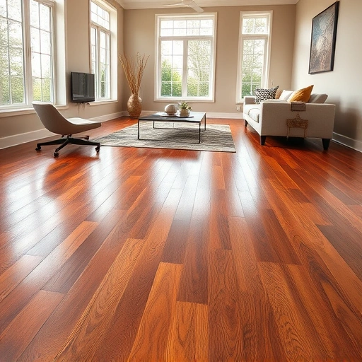 Completed hardwood flooring project in Wheaton IL features rich grain patterns in a stylish modern living space.