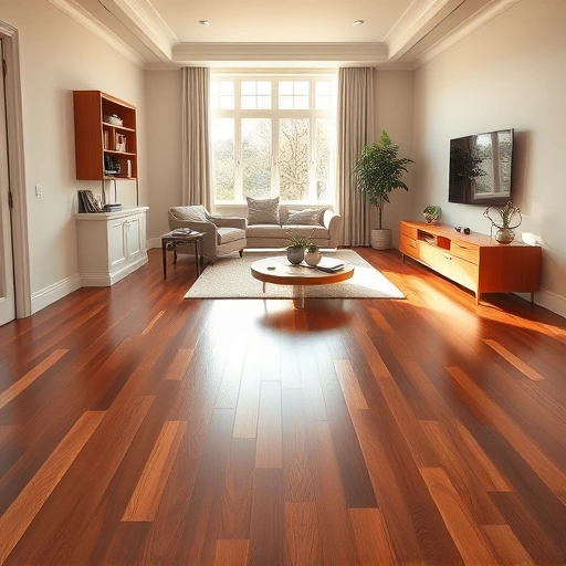 Spacious living room in Willowbrook IL with polished hardwood floors, natural light, elegant decor, and warm ambiance.