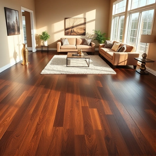 Spacious living room with dark hardwood flooring, elegant decor, and natural light highlighting the inviting atmosphere.