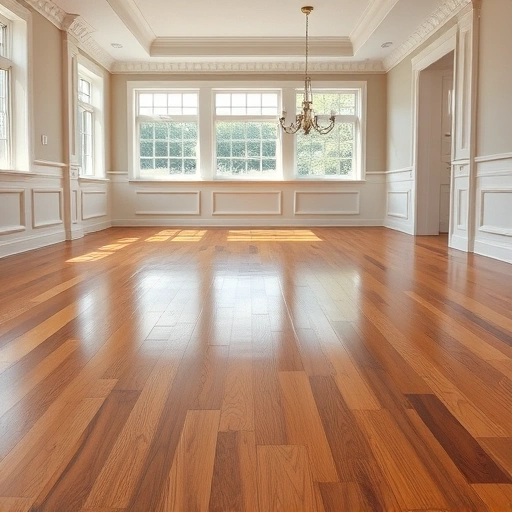 Beautiful hardwood flooring in Lockport IL showcased in a spacious well-lit room with elegant molding and natural light.
