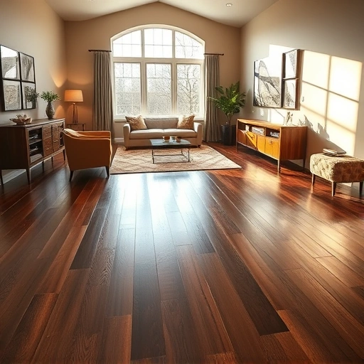 Spacious Lombard living room with dark hardwood flooring, natural light, and warm neutral walls for a polished look.