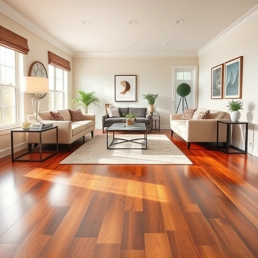 Spacious living room in Elmhurst IL featuring polished hardwood floors, elegant furniture, and soft natural light.