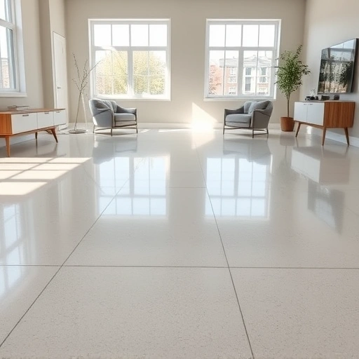 Smooth, polished floor leveling in a modern, well-lit Darien IL room with neutral decor and natural light.