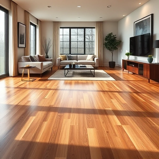 Luxury Vinyl Plank Flooring in a modern Darien IL living room with rich wood tones and contemporary decor.