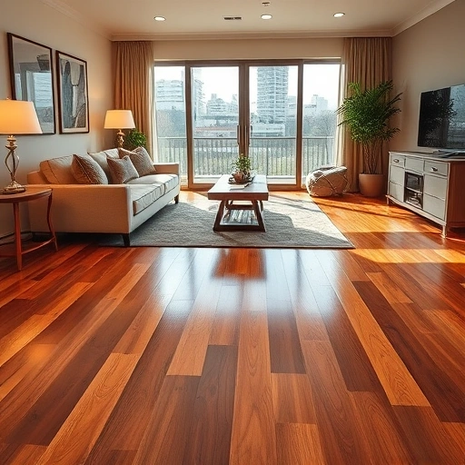 Perfectly installed hardwood flooring in a stylish living room with elegant furniture and natural light in Munster IN.