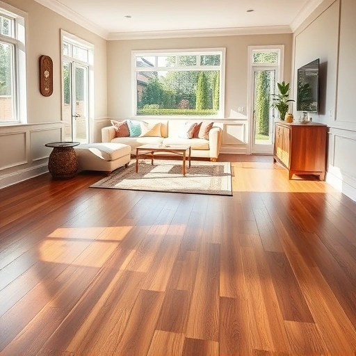 Spacious living room in La Grange Park IL with gleaming hardwood flooring, modern furnishings, and natural light.
