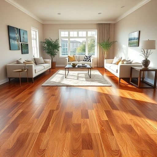 Spacious living room in Merrillville IN with gleaming hardwood floors, modern furniture, and natural light.