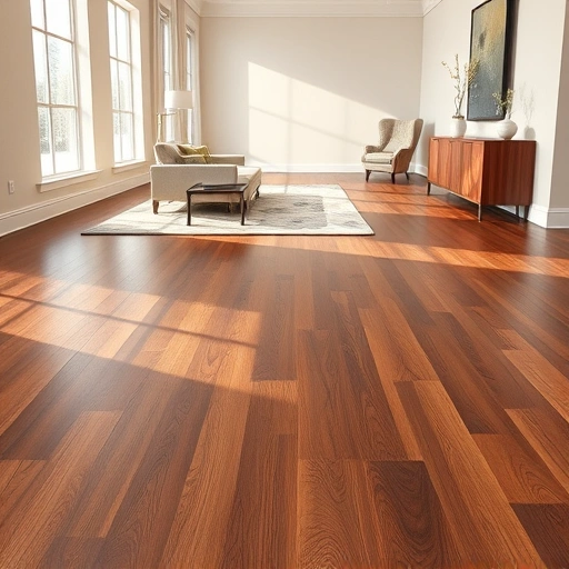 Dark hardwood flooring in modern Hammond IN interior with natural grain patterns and elegant baseboards.