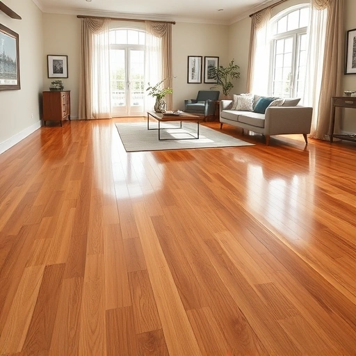 Luxurious hardwood flooring in a spacious living room in Darien IL with elegant furniture and natural light.