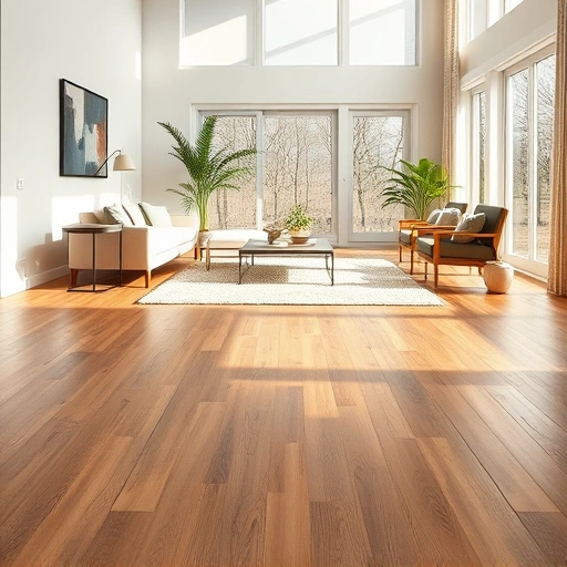 Luxury Vinyl Tile flooring installation in Darien IL with natural wood grain, warm tones, and stylish furniture accents.